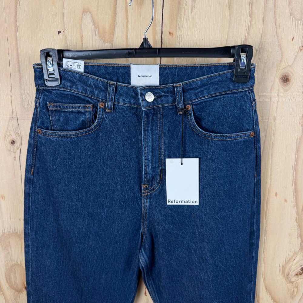 Reformation Jax Straight Jeans Women 28 High Rise Stretch Organic Cotton Seneca